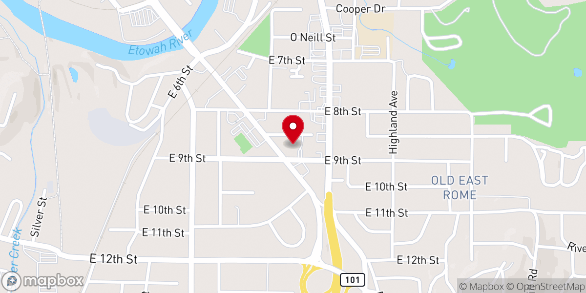 Map showing location of Second Avenue Baptist Church