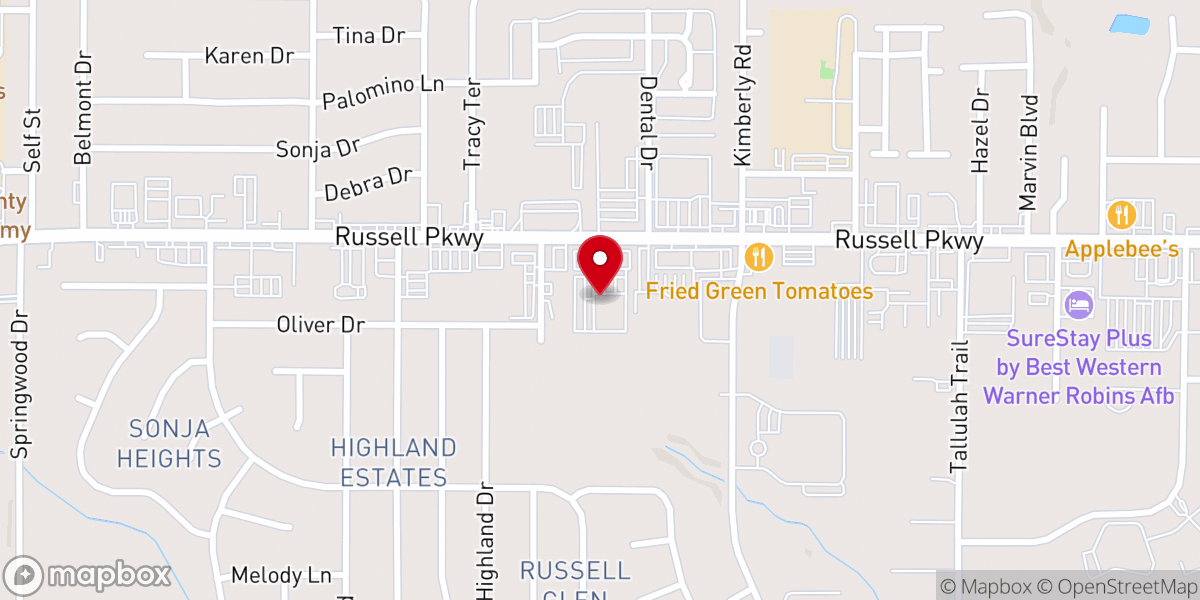 Map showing location of Four Winds Apostolic Church of Warner Robins