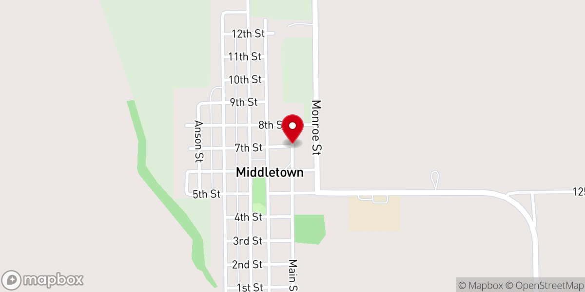 Map showing location of Middletown
