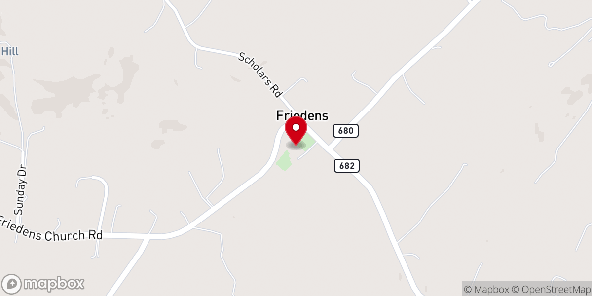 Map showing location of Friedens United Church-Christ