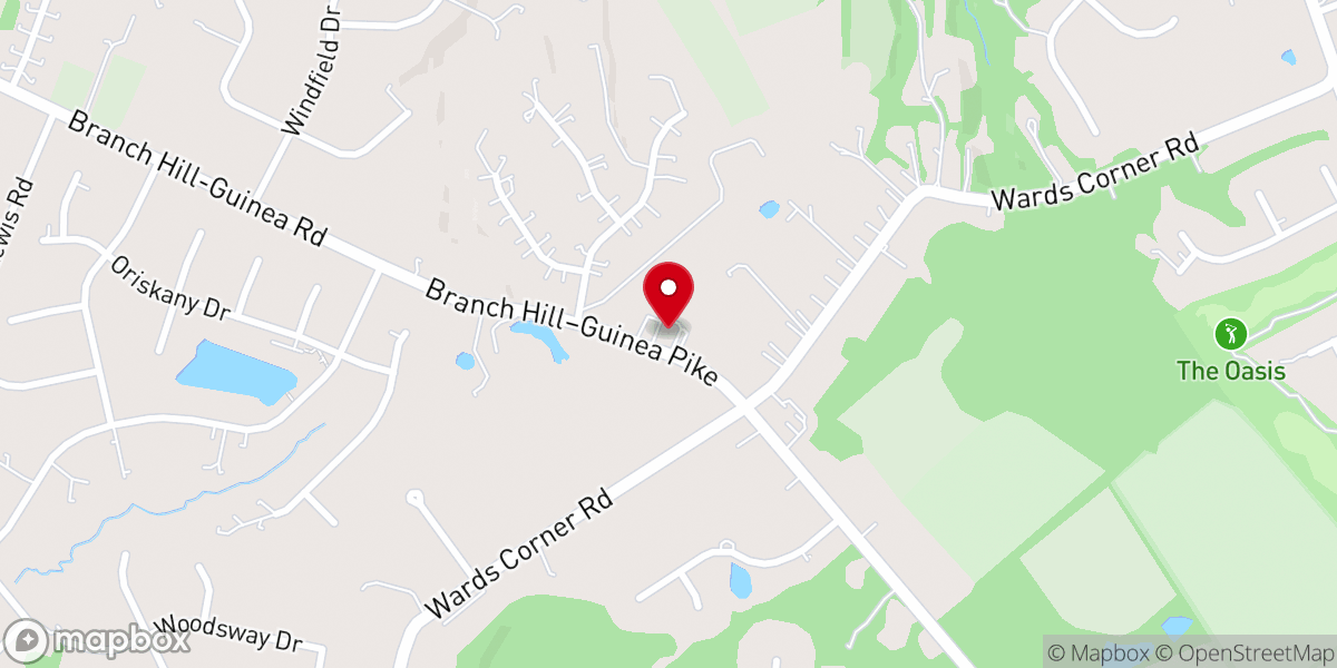 Map showing location of Branch Hill Baptist Church