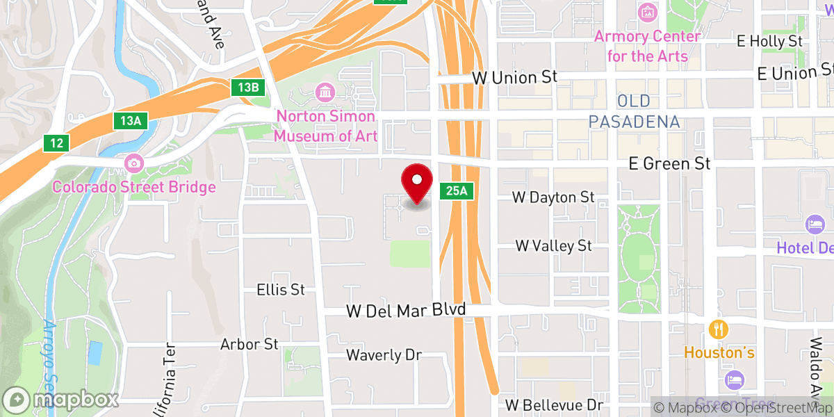 Map showing location of Harvest Rock Church