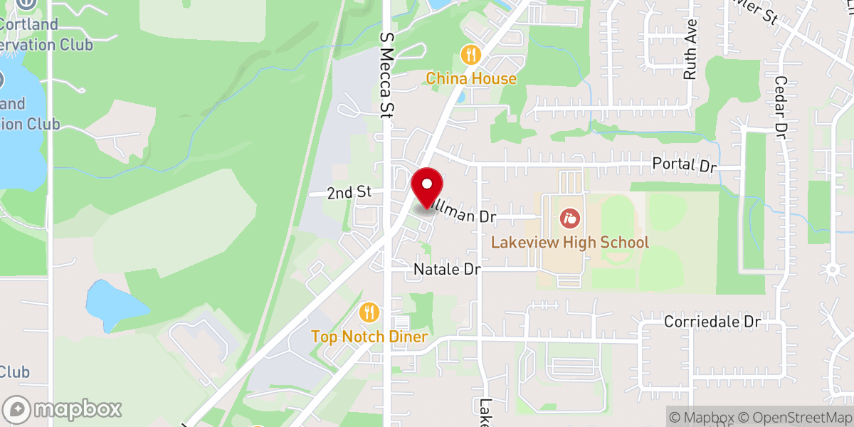 Map showing location of Cortland First Church of God