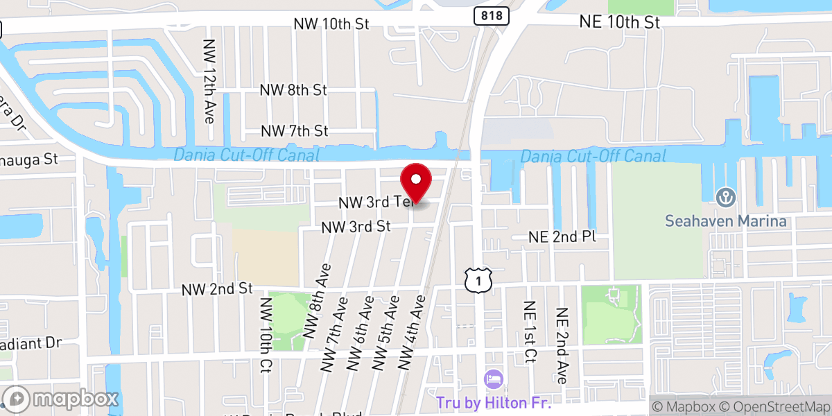 Map showing location of Dania Church of God In Christ