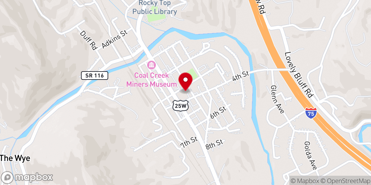 Map showing location of Main Street Baptist Church