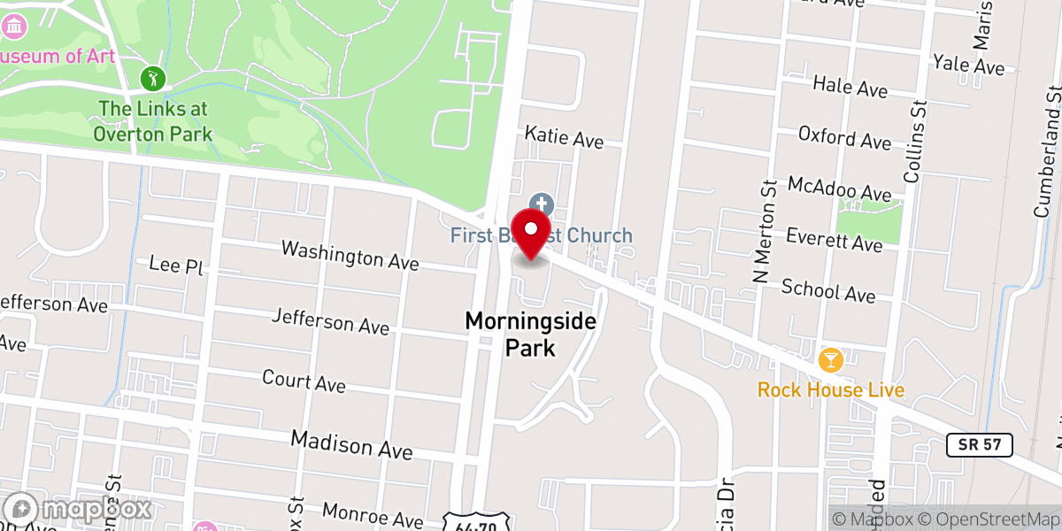 Map showing location of Greater Lewis Street Missionary Baptist Church