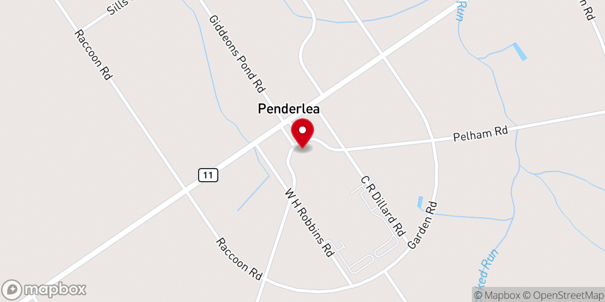 Map showing location of Penderlea Baptist Church