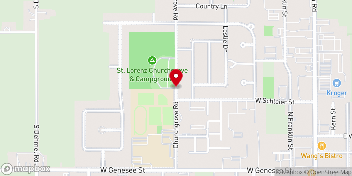 Map showing location of St. Lorenz Churchgrove & Campground
