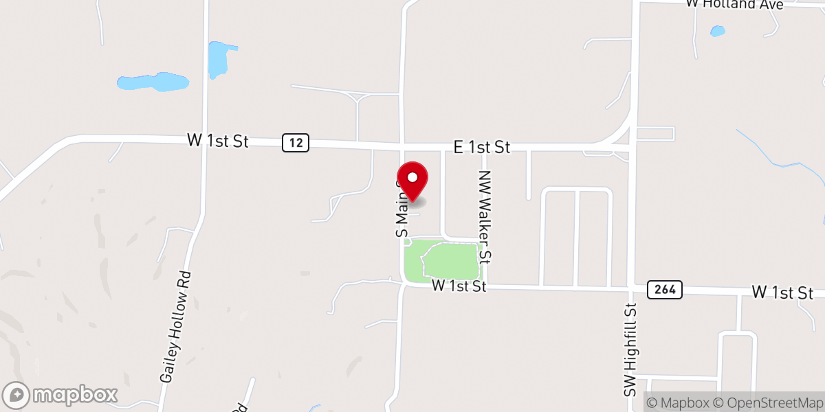 Map showing location of First Baptist Church Highfill