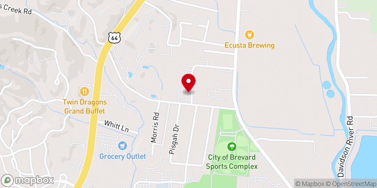 Map showing location of Biltmore Church - Brevard Campus