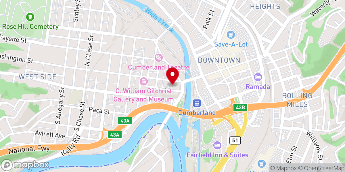 Map showing location of Emmanuel Episcopal Church- Cumberland