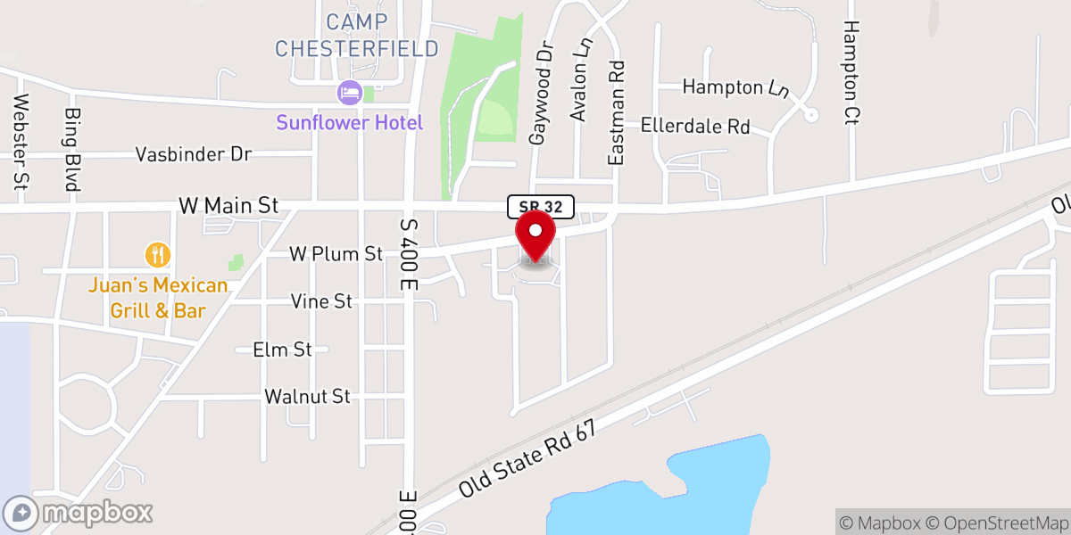 Map showing location of Chesterfield Christian Church