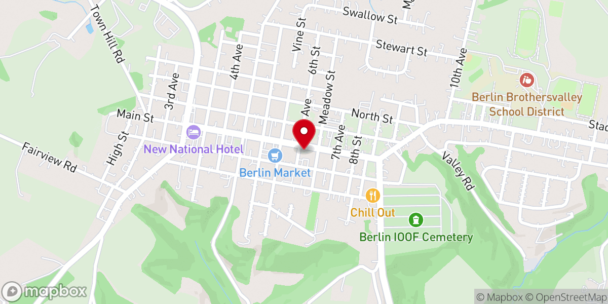 Map showing location of Berlin Brethren Church