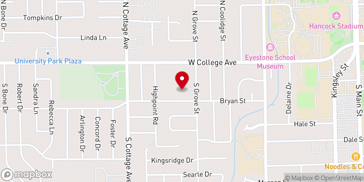 Map showing location of Korean Church of Bloomington-Normal