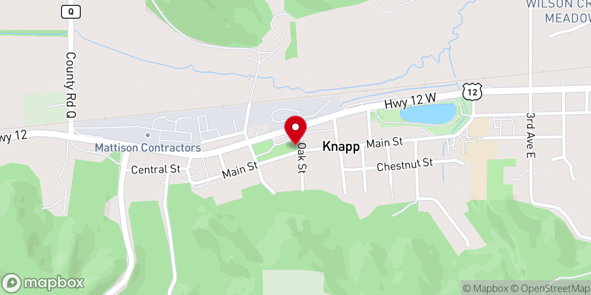 Map showing location of Knapp Community Hall