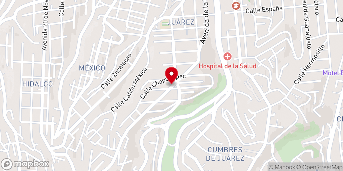 Map showing location of Parroquia San Francisco Javier