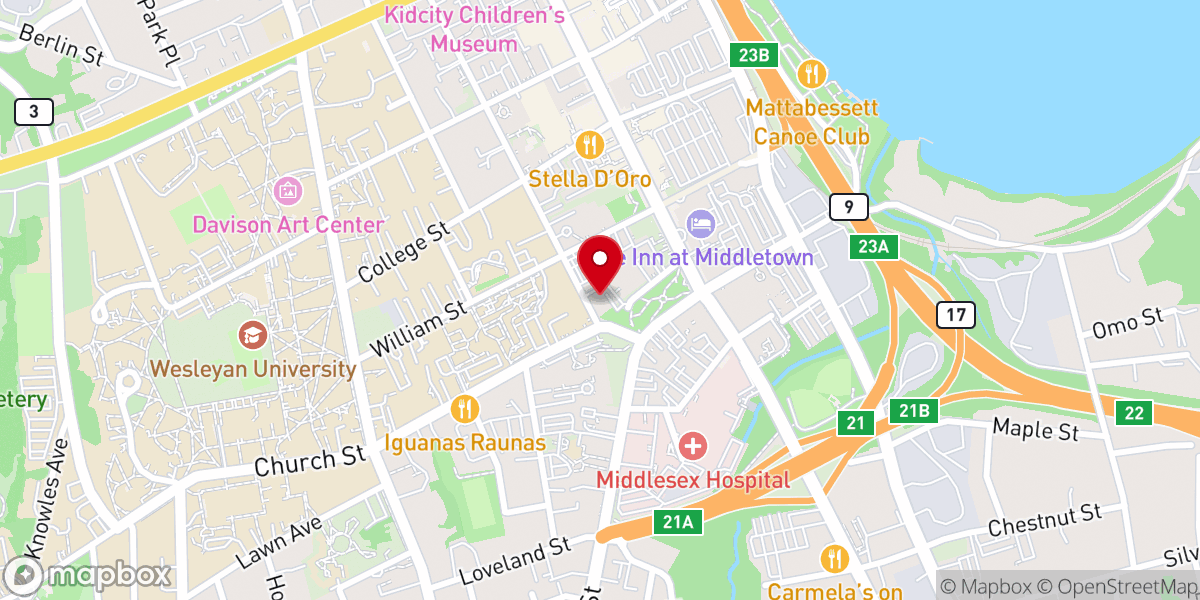 Map showing location of Congregation Adath Israel