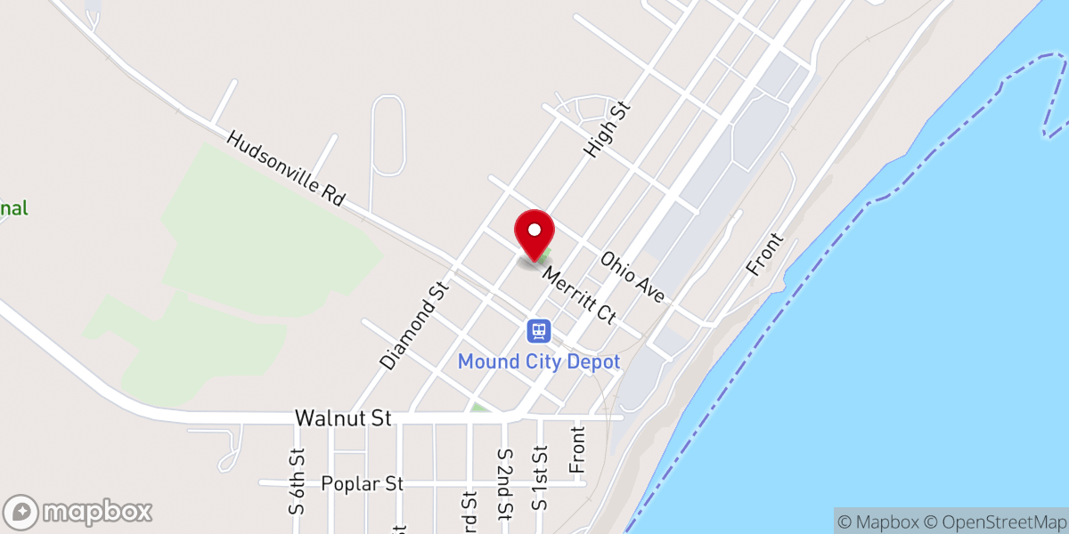 Map showing location of First Missionary Baptist Church of Mound City Illinois