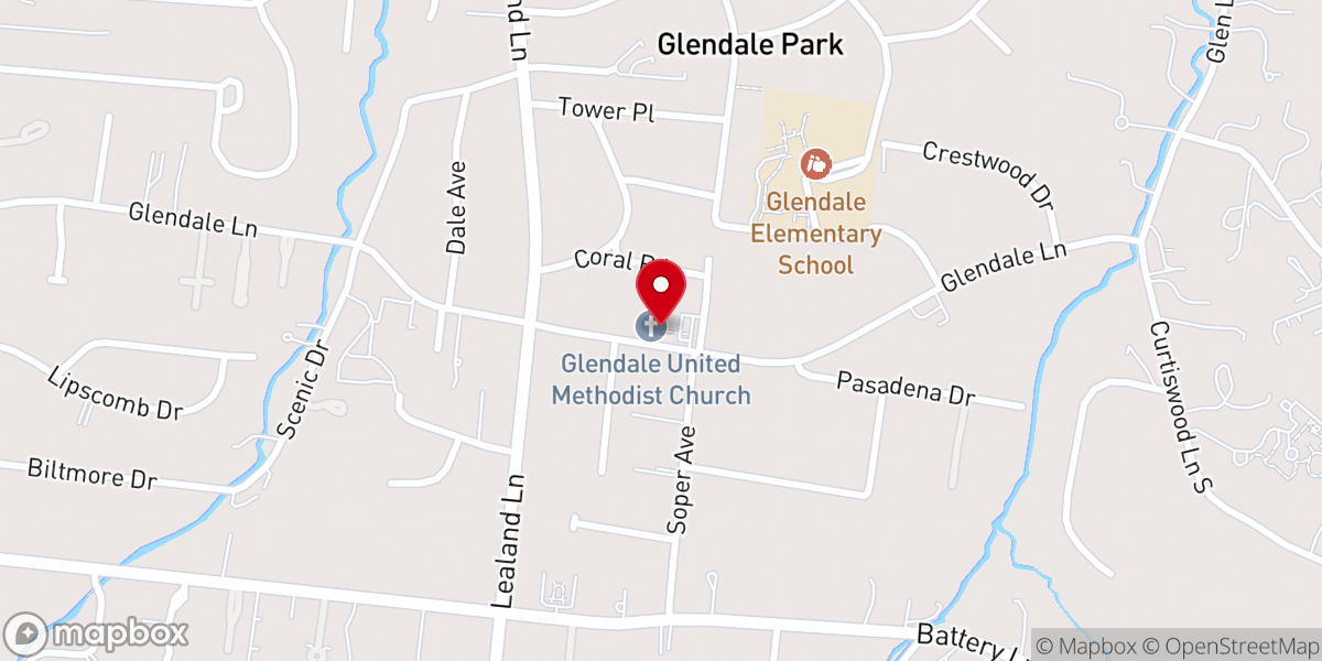 Map showing location of Glendale United Methodist Church - Nashville