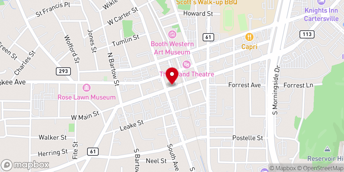 Map showing location of Cartersville-bartow Community Church Shop Inc