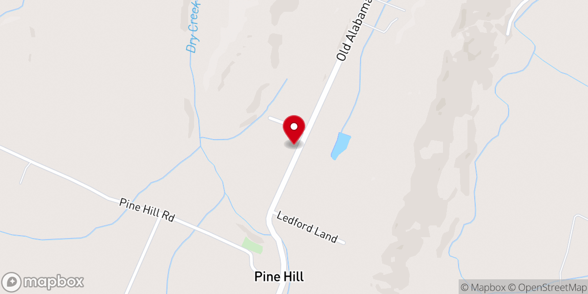 Map showing location of Pine Hill Church of God