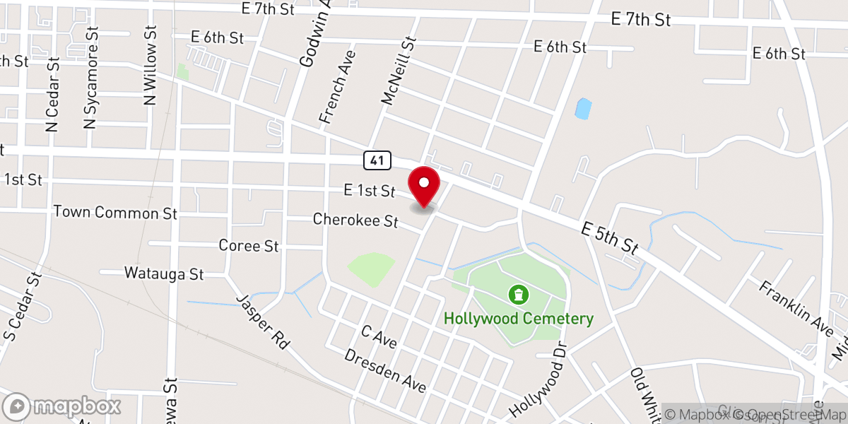 Map showing location of Full Gospel Tabernacle Church