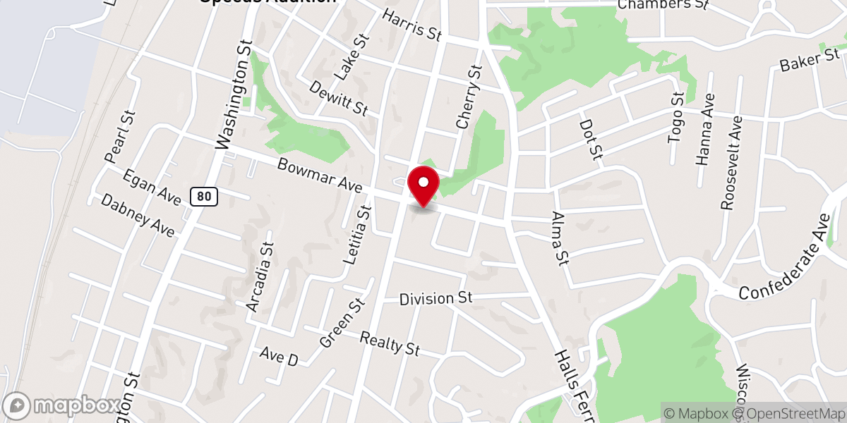 Map showing location of Bowmar Avenue Baptist Church