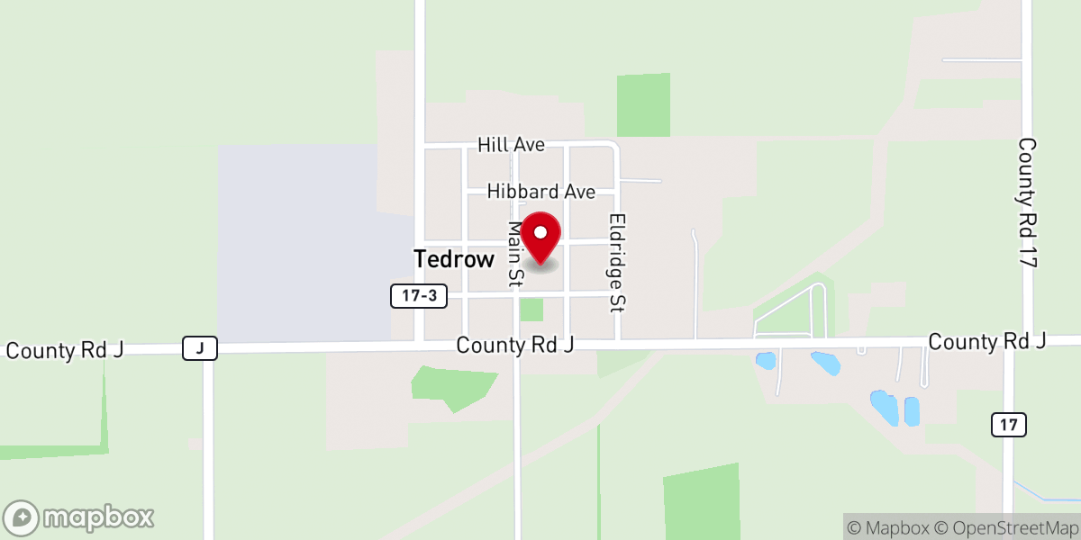 Map showing location of Tedrow Mennonite Church