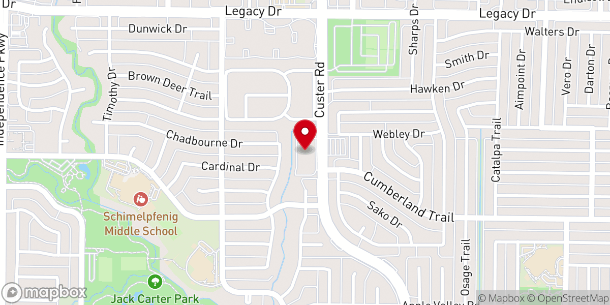 Map showing location of Custer Road United Methodist Church