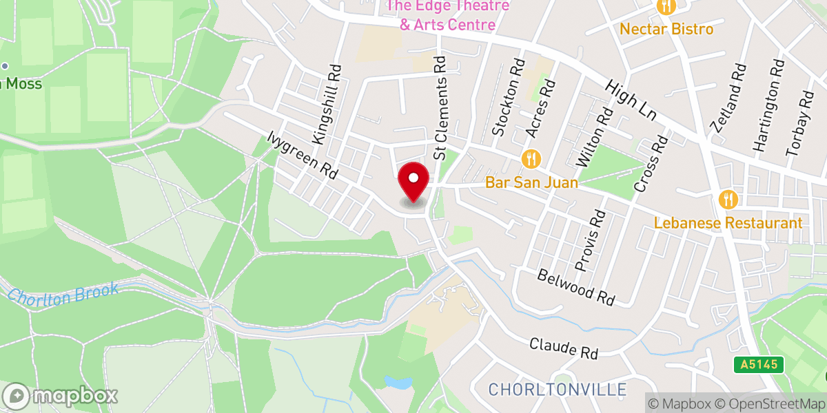 Map showing location of Chorlton Evangelical Church