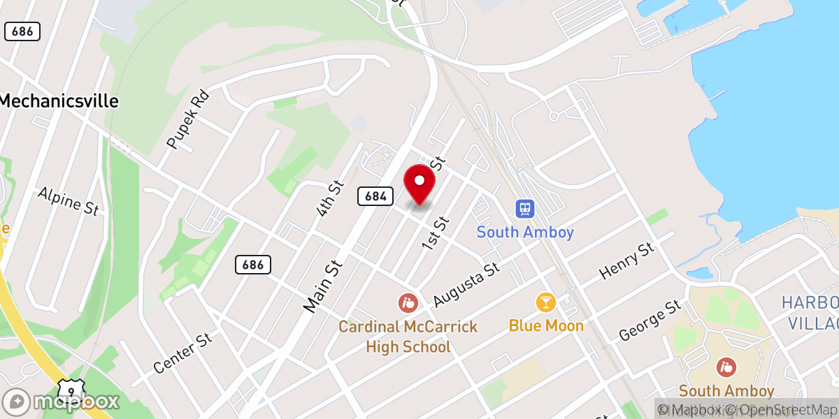 Map showing location of Love of Jesus Indian Church, Edison