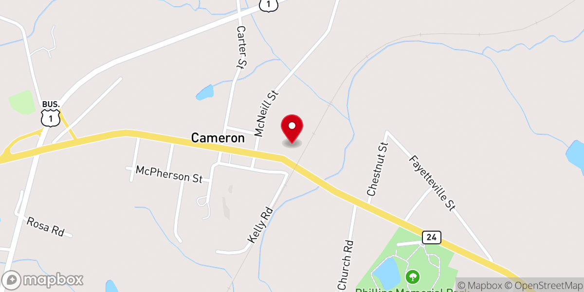 Map showing location of PowerHouse Indoor Batting & Training Center