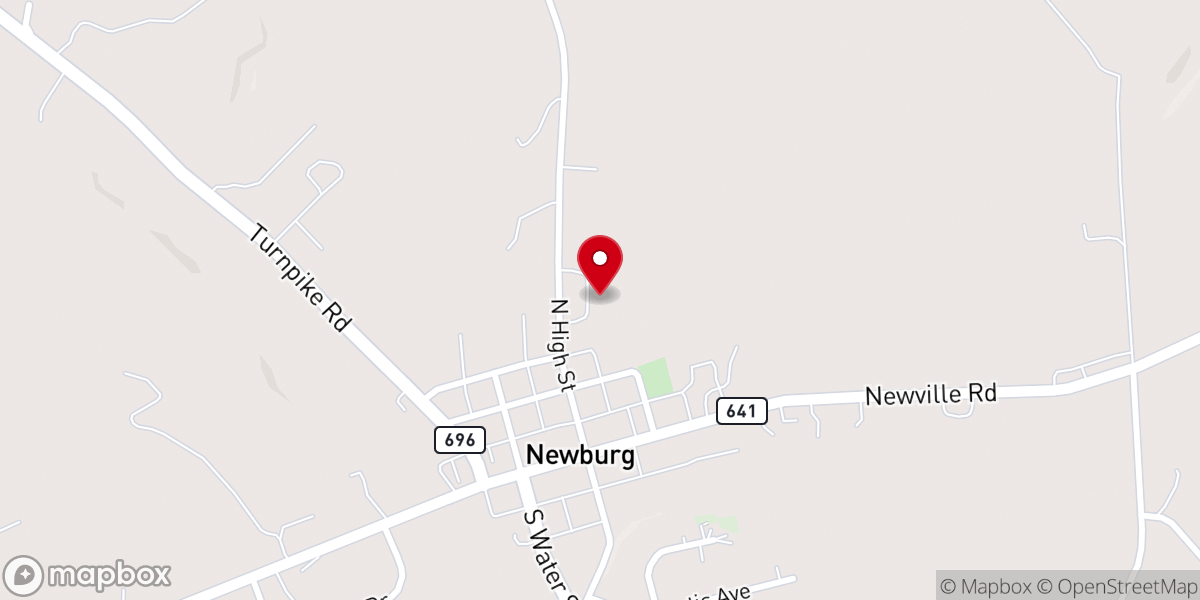 Map showing location of Newburg United Methodist Church