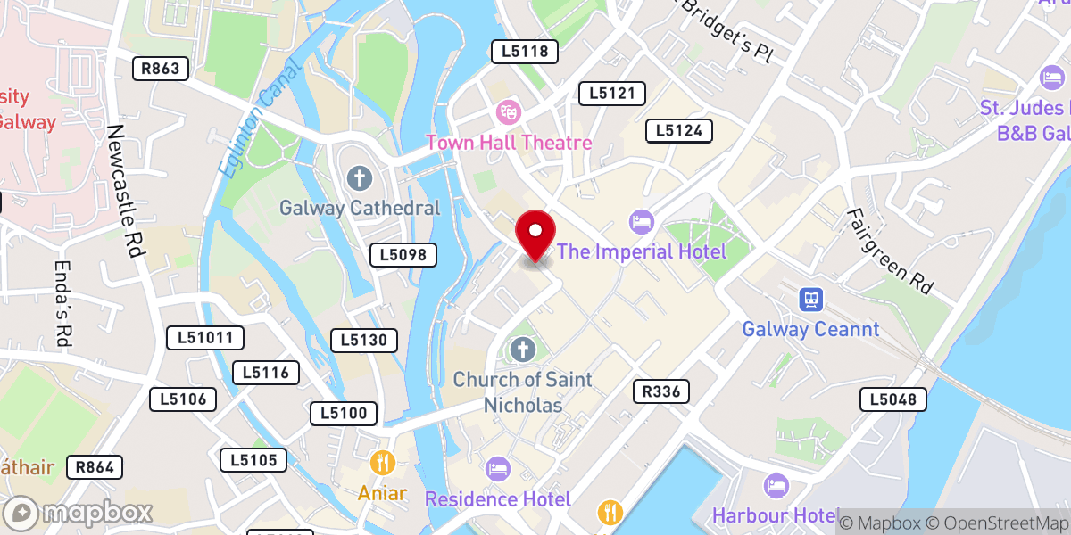 Map showing location of Great Escape Rooms Galway