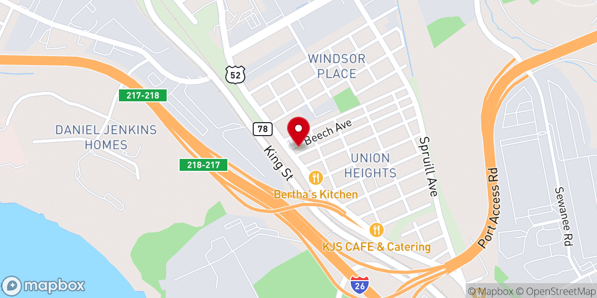 Map showing location of Mt. Olive Baptist Church
