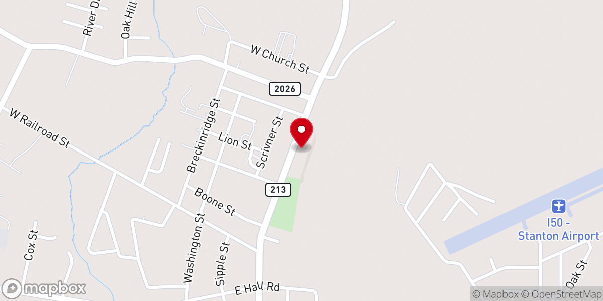 Map showing location of First Presbyterian Church of Stanton
