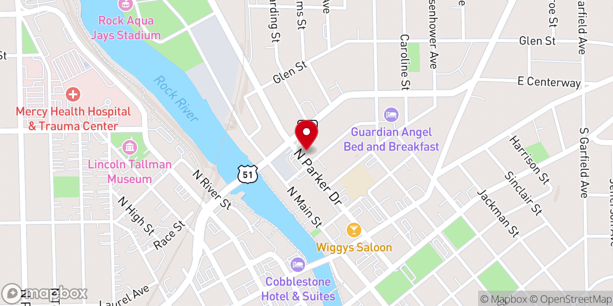 Map showing location of St. John Lutheran Church