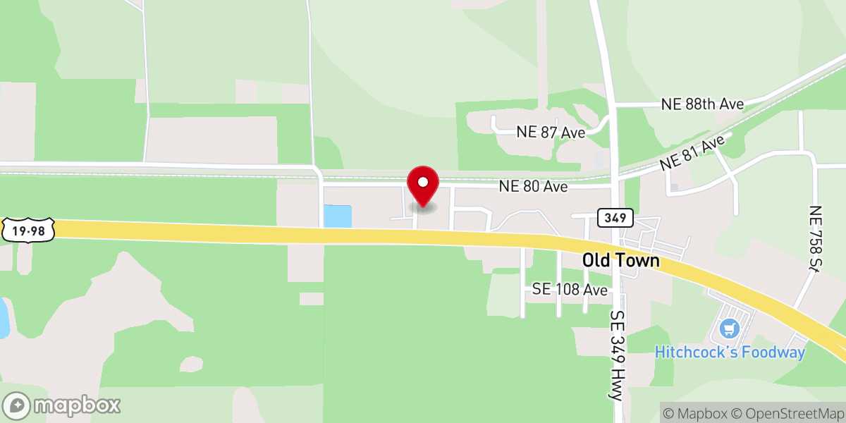 Map showing location of Suwannee River Baptist Church