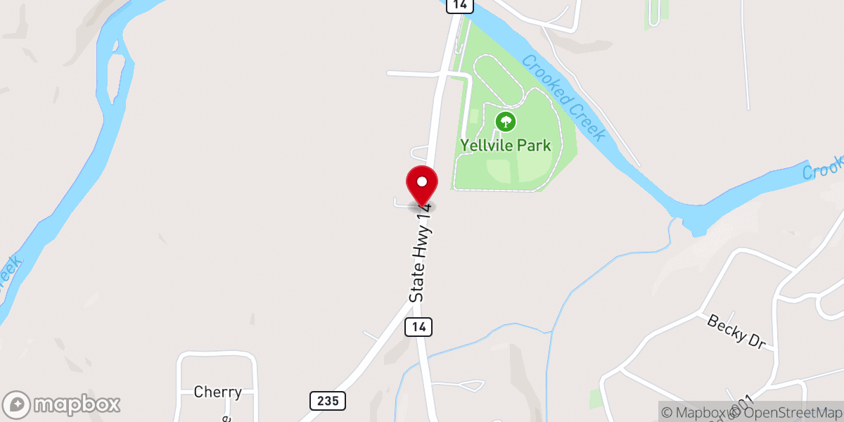 Map showing location of Yellville Missionary Baptist
