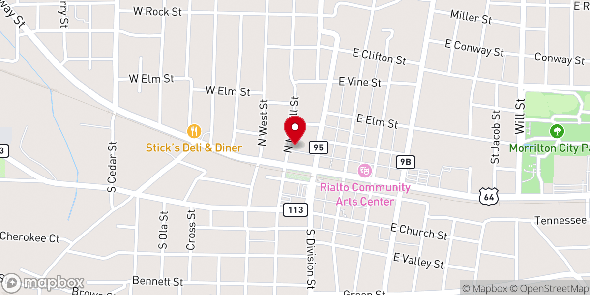 Map showing location of Morrilton Church Of-Nazarene
