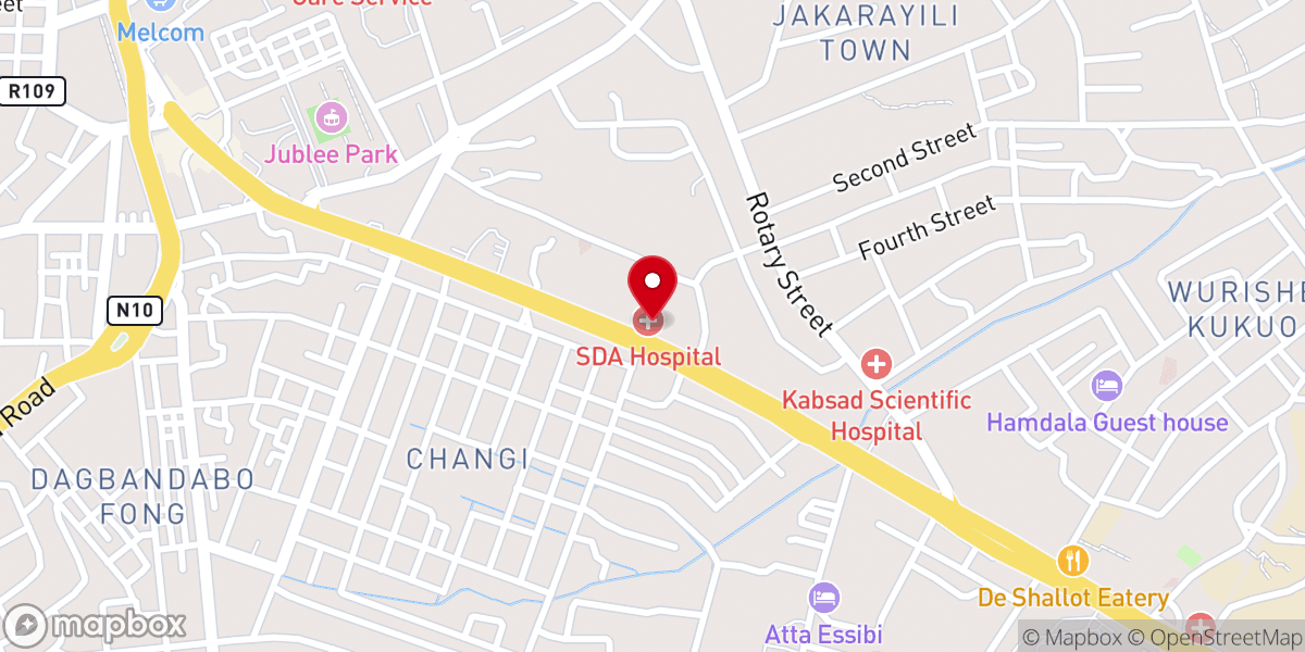 Map showing location of SDA Hospital