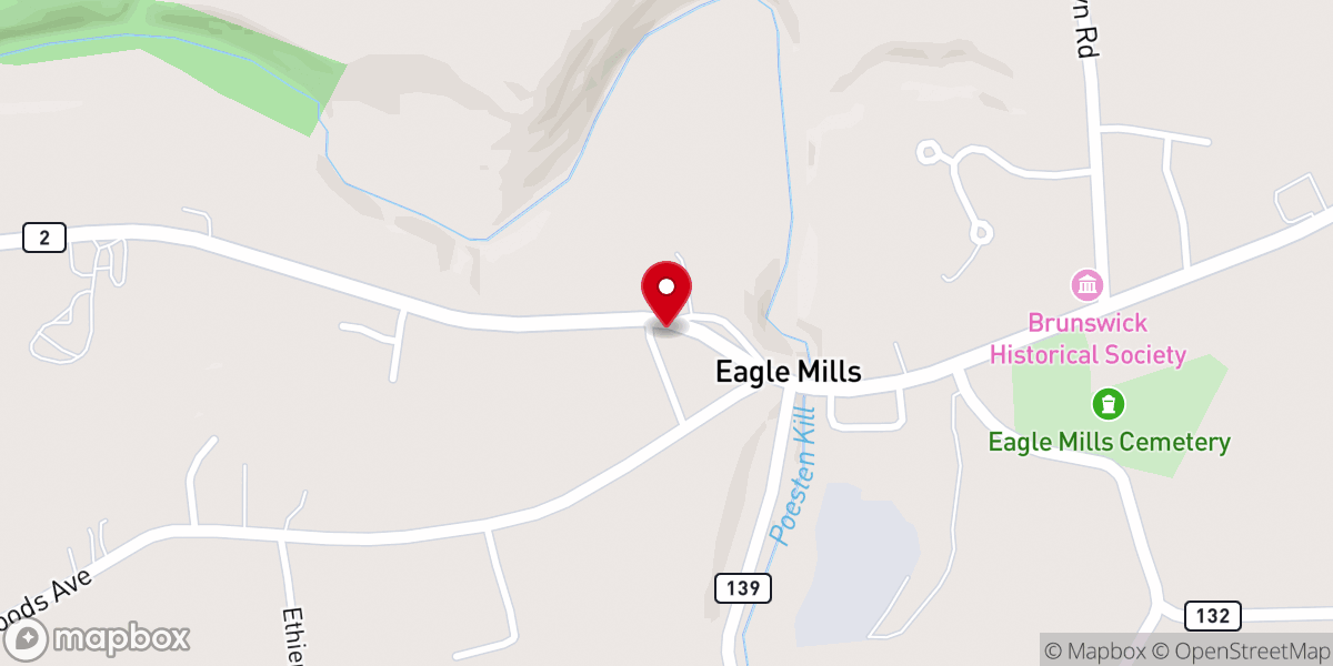 Map showing location of Eagle Mills Christian Church