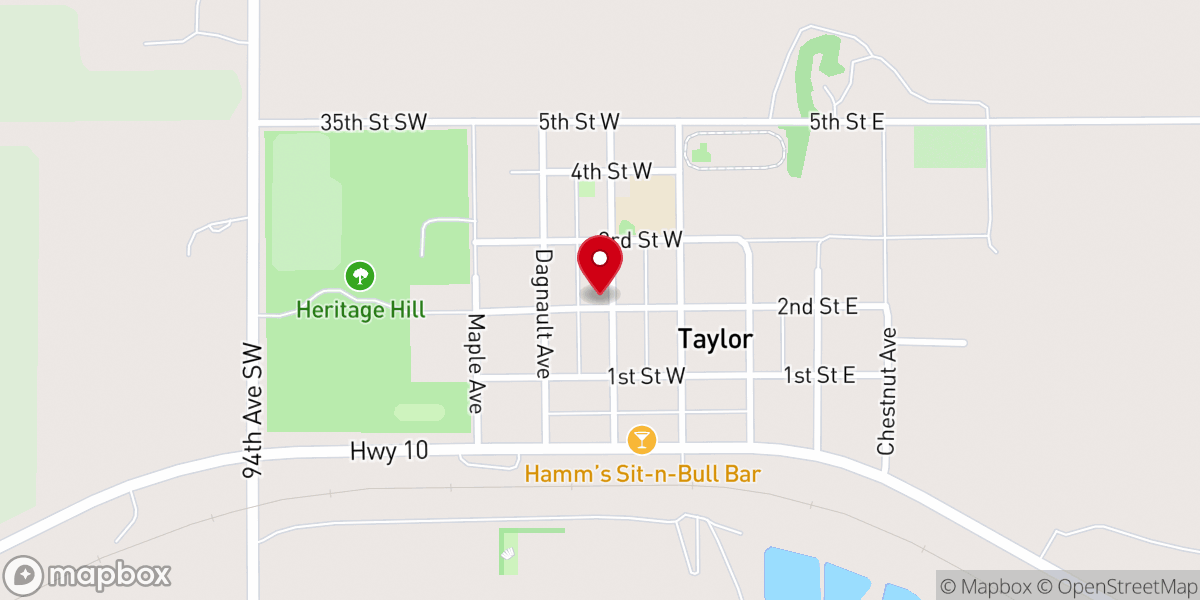 Map showing location of Taylor Lutheran Parsonage