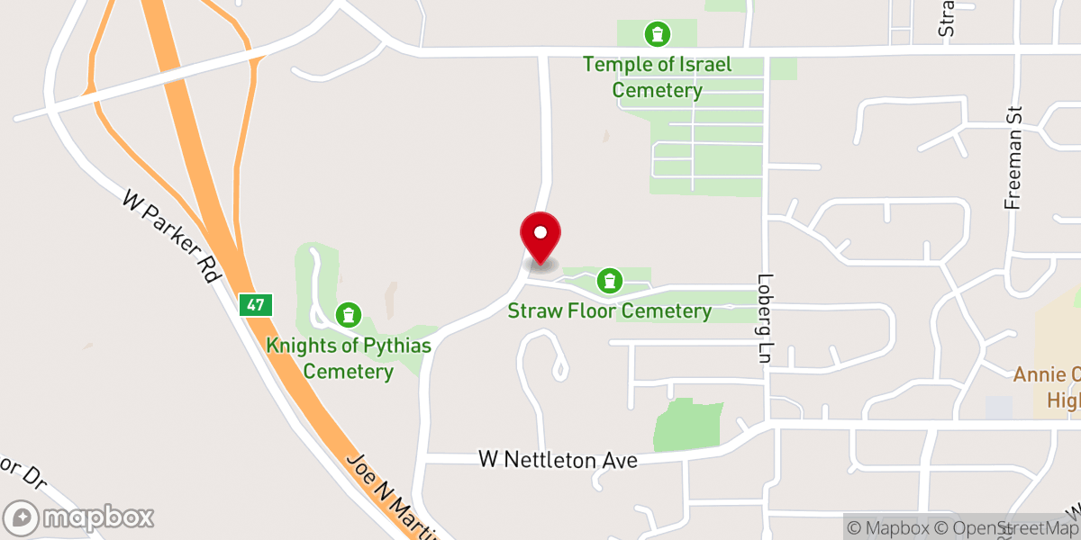 Map showing location of Strawfloor Baptist Church