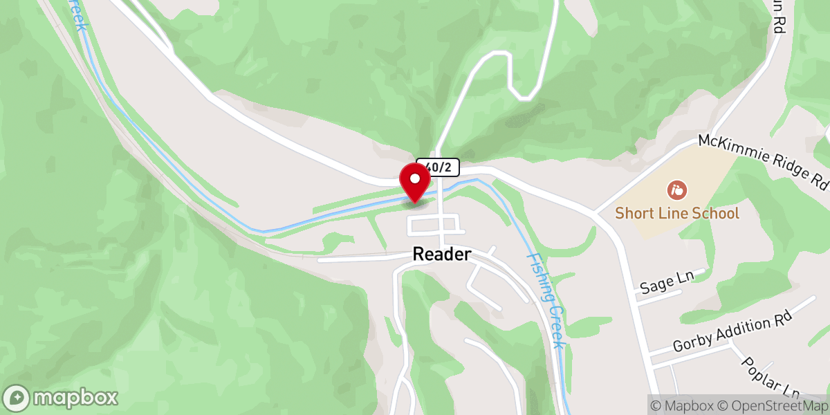 Map showing location of Reader United Brethren Church