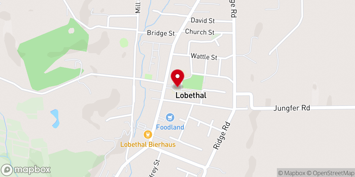 Map showing location of Lobethal Lutheran Church