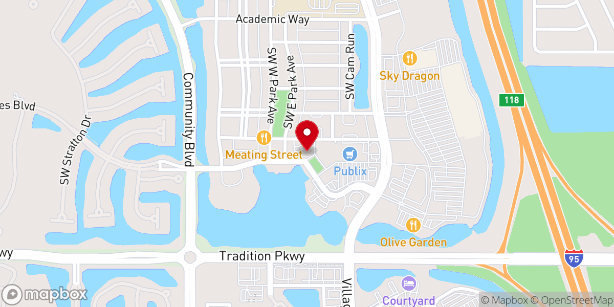 Map showing location of Tradition Worship Center