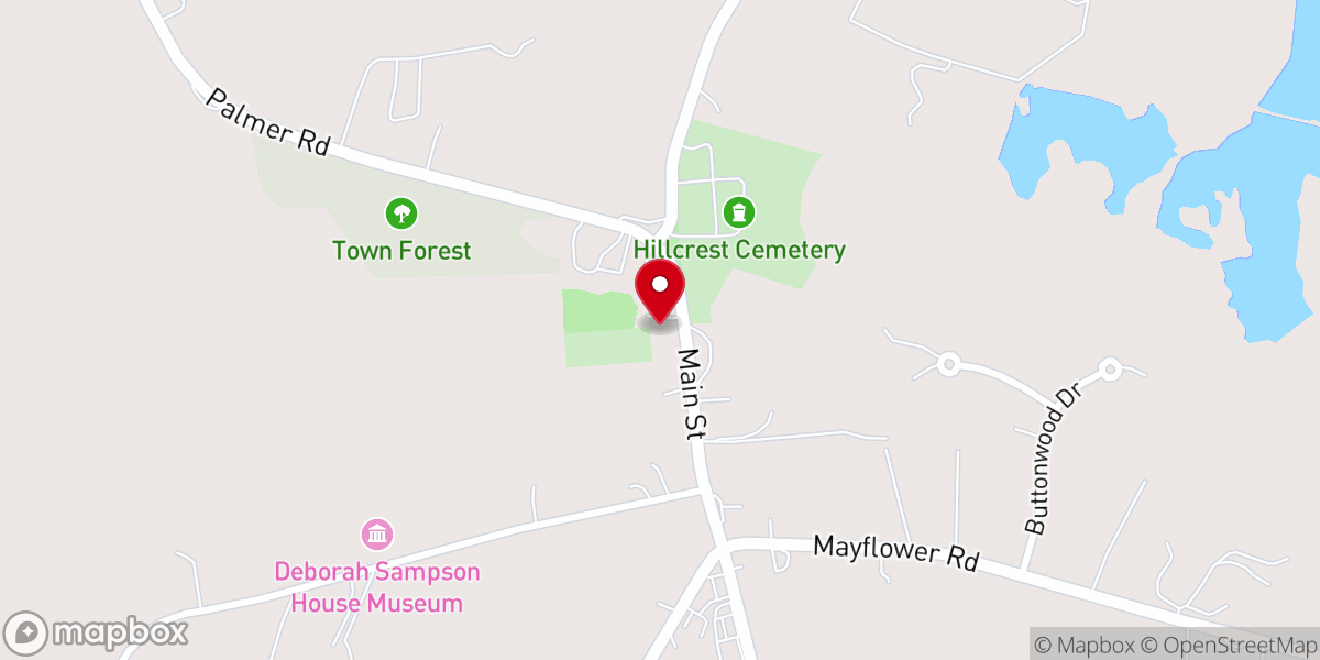 Map showing location of First Congregational Church in Plympton
