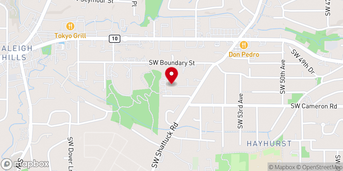 Map showing location of West Hills Covenant Church