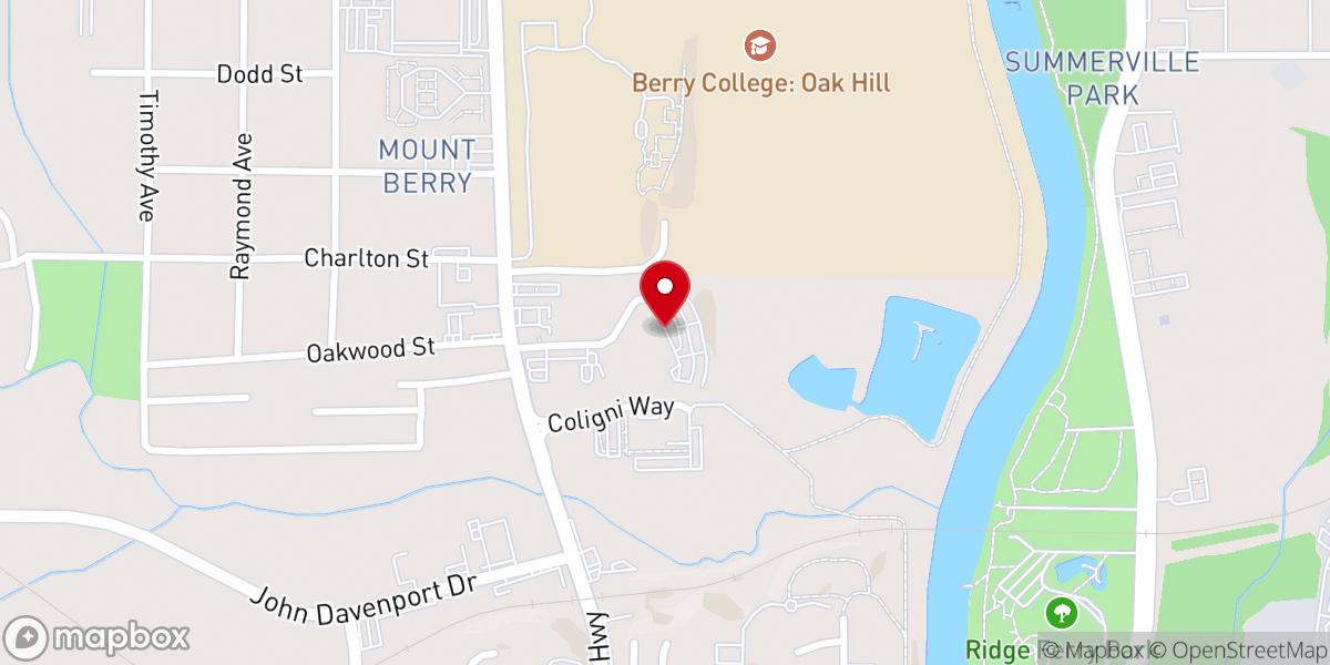 Map showing location of Oak Hill Church of Christ